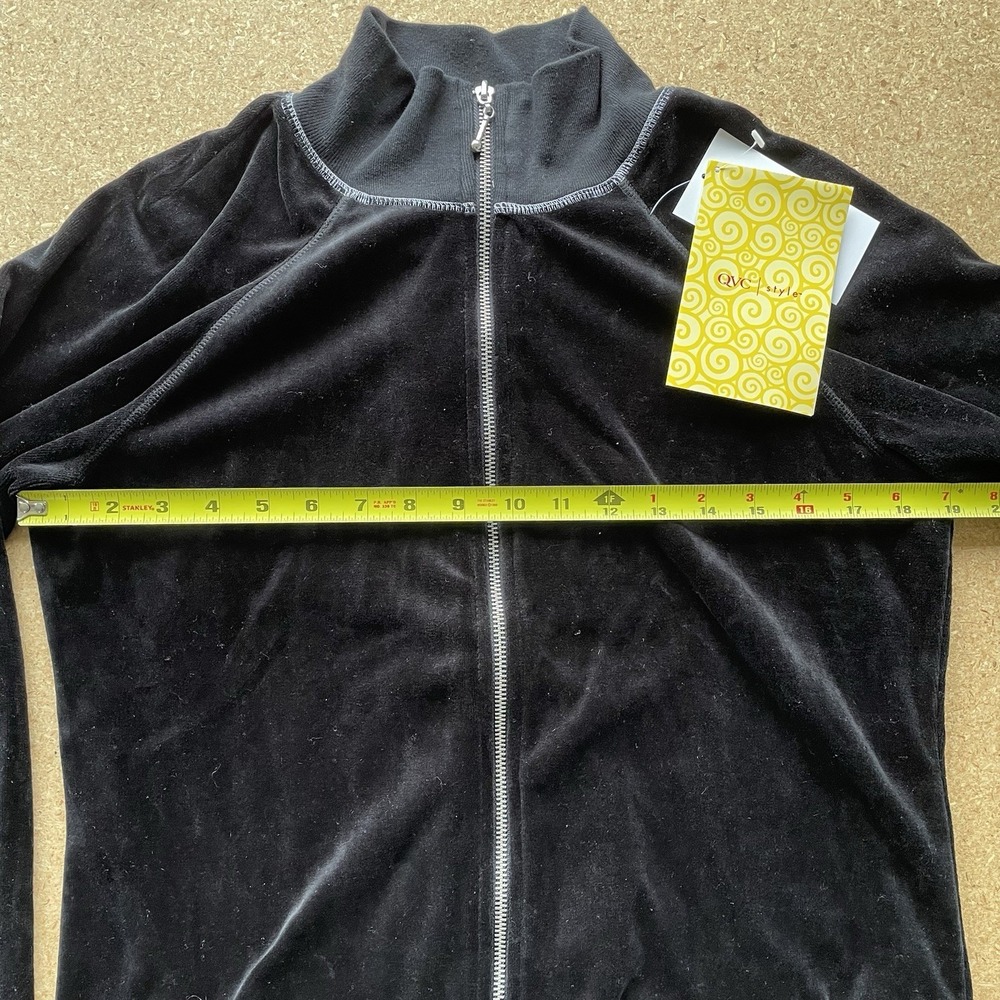 Velvet Velour Black Track Suit Top Jacket | Women's Size Small Y2K Style QVC - Picture 9 of 11